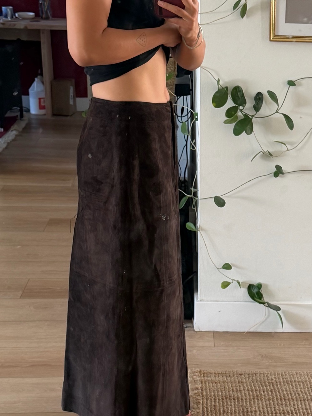 Lauren Ralph Lauren Suede Brown Maxi Skirt